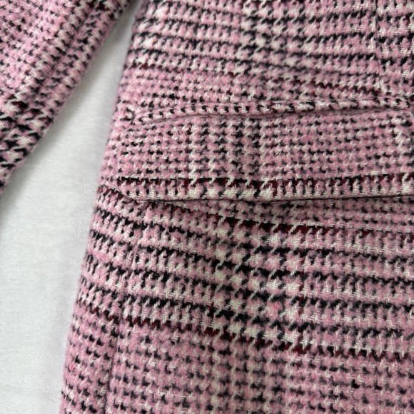 Steve Madden Gemini Coat XL Pink Plaid Peacoat Overcoat Knit Soft Luxury NWT - Picture 5 of 13